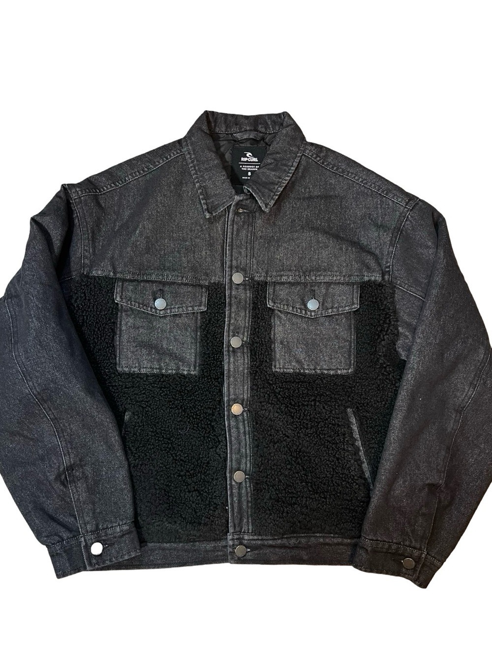 NWT Rip Curl Cruisin’ Sherpa Denim Jacket Black Size Small - Picture 5 of 10